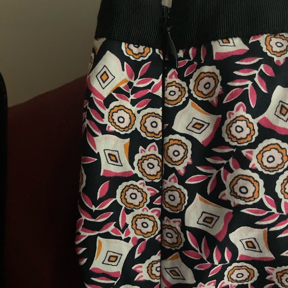 Floral Patterned Skirt with Black Waistband